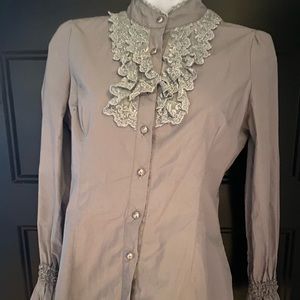 Gray button down blouse